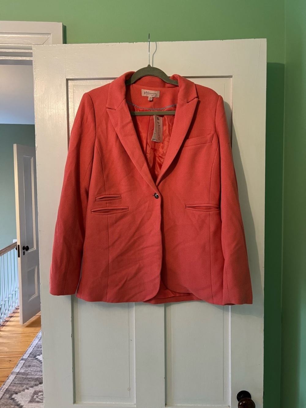 Philosophy Coral-Pink Single-Button Blazer